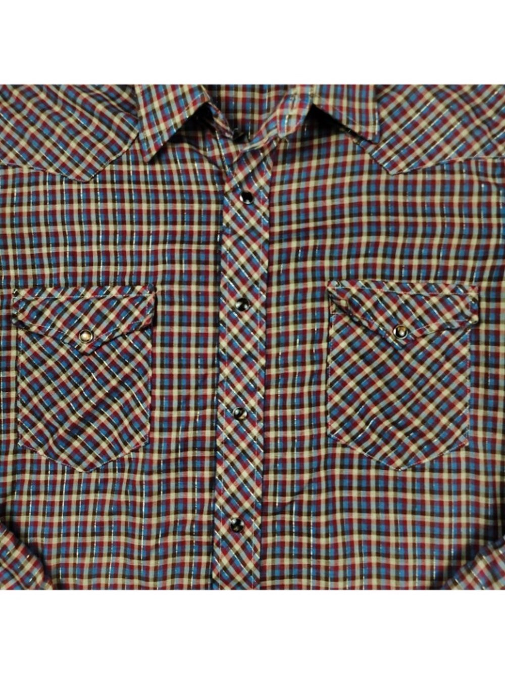 Vintage 70's Western Pearl Snap Wrangler Shirt Mens 16.5 33 - Picture 4 of 8